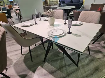 Стол KW160 белый мрамор С41 (керамогранит матовый)