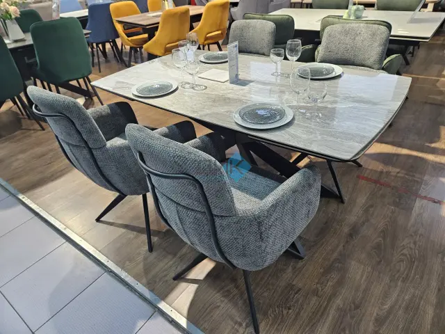 Стол KM160 серый мрамор С31 (керамогранит глянцевый) 2