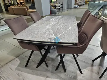 Стол KM160 серый мрамор С31 (керамогранит глянцевый)