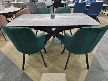 Стол KM160 серый мрамор С31 (керамогранит глянцевый)