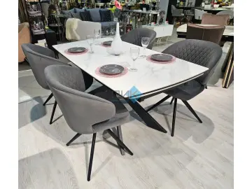 Стол KM160 белый мрамор С41 (керамогранит матовый)