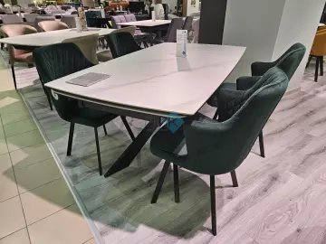 Стол KM160 белый мрамор С41 (керамогранит матовый)