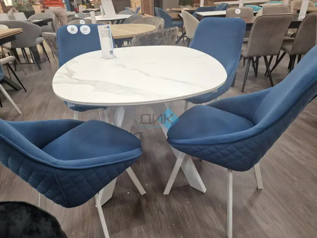 Стол BK100 Белый мрамор (керамогранит матовый) 2