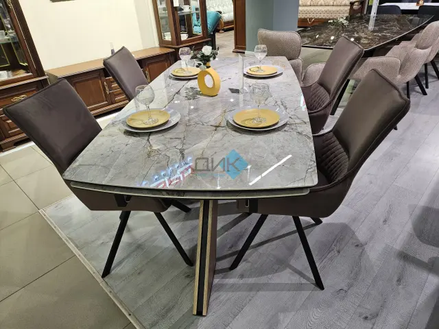 Стол SKP180 Titanium Silver River Polished (керамогранит глянцевый) 5