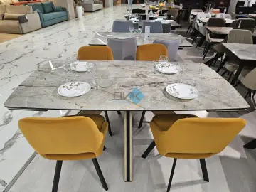 Стол SKP180 Titanium Silver River Polished (керамогранит глянцевый)