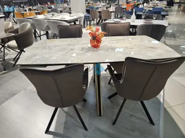 Стол SKP180 Titanium Silver River Polished (керамогранит глянцевый)