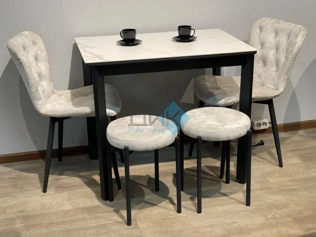 Стол LK90 Белый мрамор (керамогранит матовый) 3