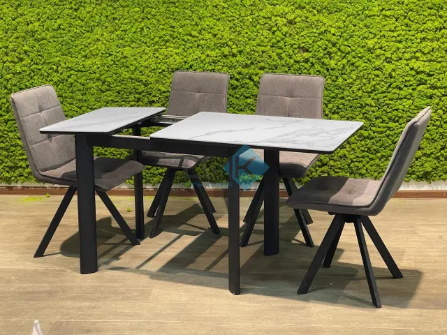 Стол LK90 Белый мрамор (керамогранит матовый) 4