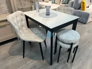 Стол LK90 Белый мрамор (керамогранит матовый)