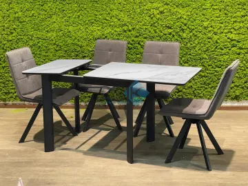 Стол LK90 Белый мрамор (керамогранит матовый)