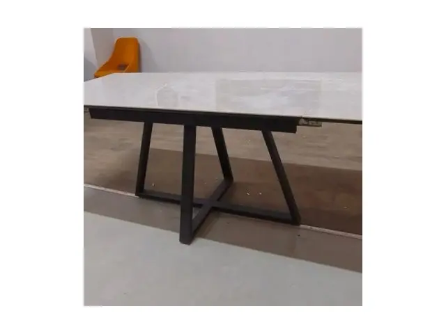 Кухонный стол SKF120 Керамика Cristal Onyx Bianco Polished/подстолье черное/опоры черные 5
