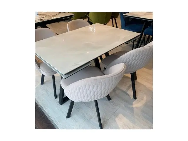Кухонный стол SKF120 Керамика Cristal Onyx Bianco Polished/подстолье черное/опоры черные 7