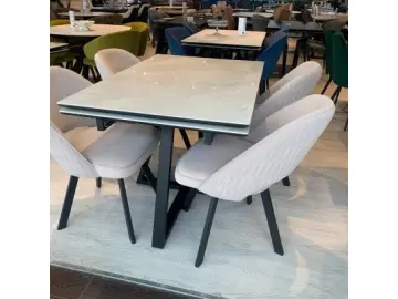 Кухонный стол SKF120 Керамика Cristal Onyx Bianco Polished/подстолье черное/опоры черные