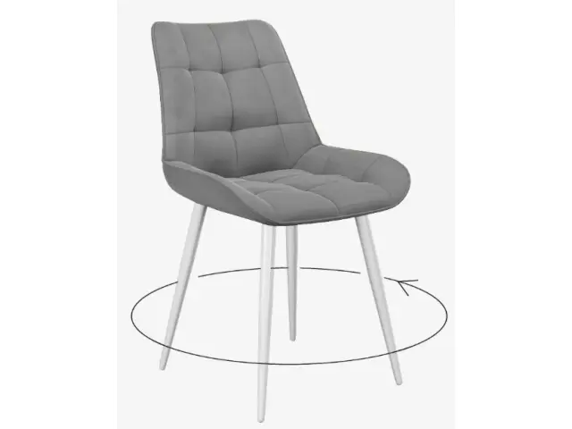 Мягкий стул DikLine 226 поворотный B22 GREY, ножки белые