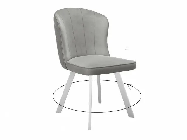 Стул кухонный 219 поворотный, микровелюр B22 grey, ножки белые