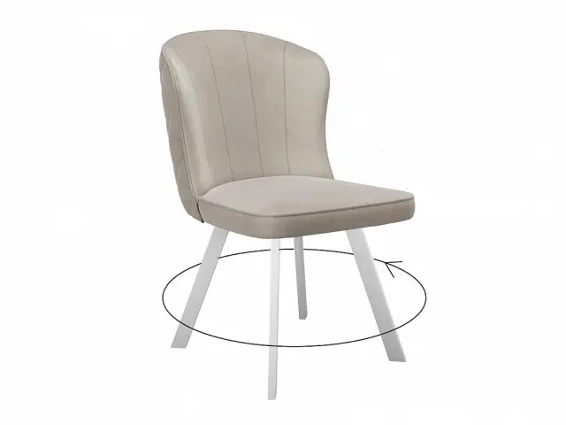 Мягкий стул 219 поворотный, микровелюр B03 beige, ножки белые