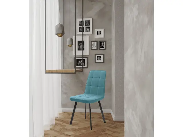 Мягкий стул 207, микровелюр B15 mint, ножки черные 4
