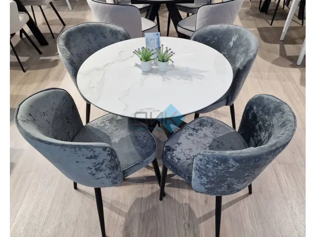 Стол SKC90 Белый мрамор (керамогранит матовый) 2