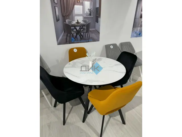 Стол SKC90 Белый мрамор (керамогранит матовый) 4