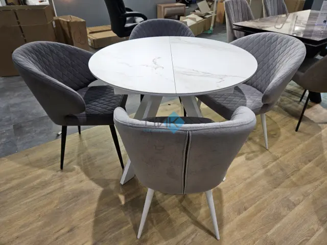 Стол SKC90 Белый мрамор/опоры белые (керамогранит матовый) 5