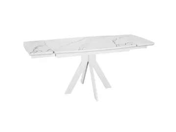 Стол DKU120 Белый мрамор/опоры белые (керамогранит матовый)