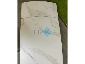 Стол DKU120 Белый мрамор/опоры белые (керамогранит матовый)