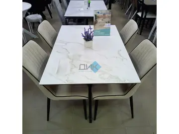 Стол DKD140 мрамор белый (керамогранит матовый)