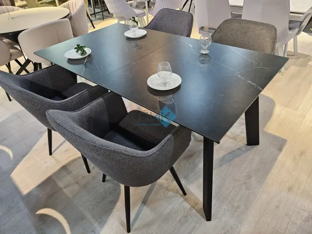 Стол DKH160 мрамор черный (керамогранит матовый) 2