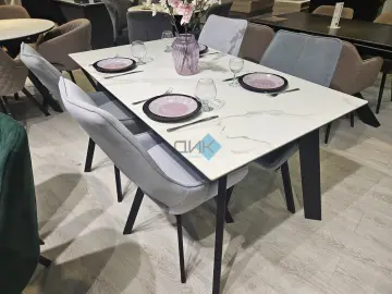 Стол DKH160 мрамор белый (керамогранит матовый)