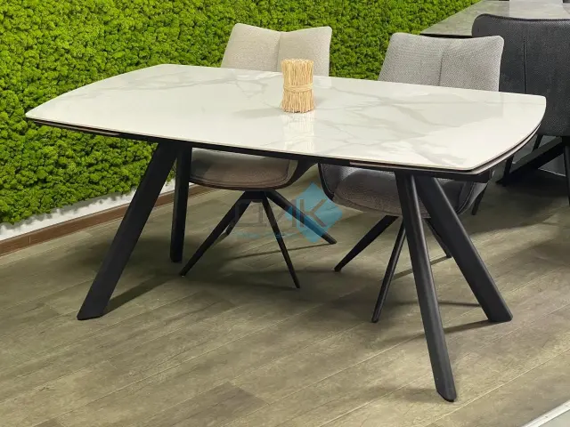 Стол KL160 белый мрамор С39 (керамогранит глянец) 2