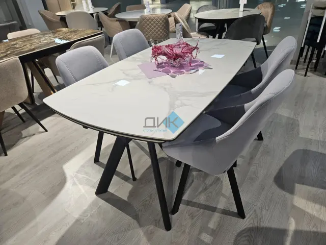 Стол KL160 белый мрамор С39 (керамогранит глянец) 4