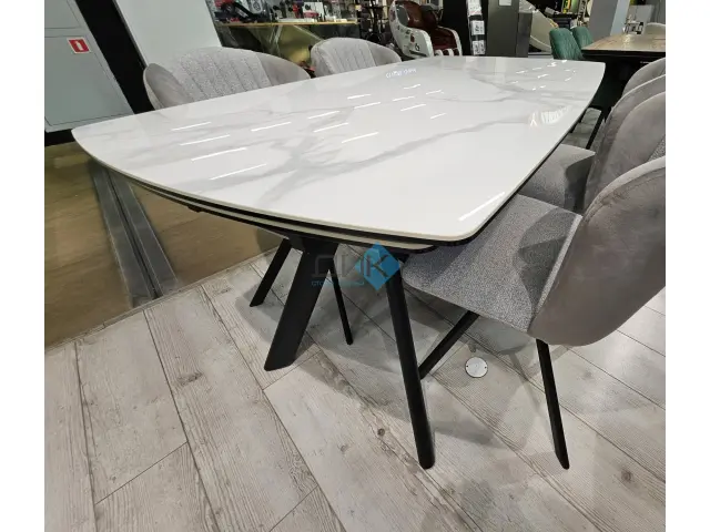 Стол KL160 белый мрамор С39 (керамогранит глянец) 5