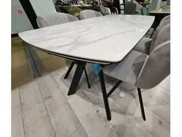 Стол KL160 белый мрамор С39 (керамогранит глянец)