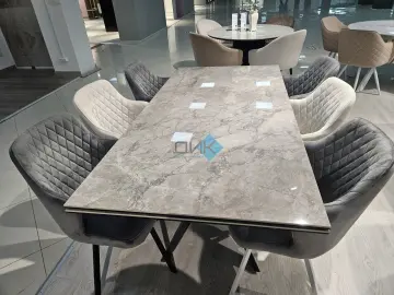Стол KZ180 мрамор серый С35 (керамогранит глянец)
