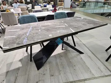 Стол KZ180 мрамор серый С35 (керамогранит глянец)