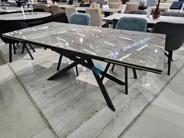 Стол KZ180 мрамор серый С35 (керамогранит глянец)