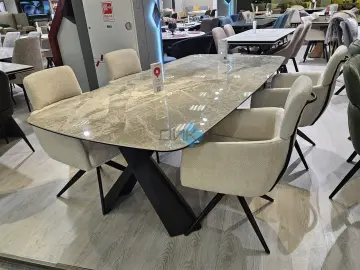 Стол KY220 серый мрамор С20 (керамогранит глянец)