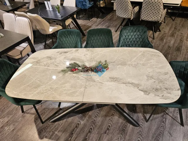 Стол KE180 серый мрамор С21 (керамогранит глянец) 2