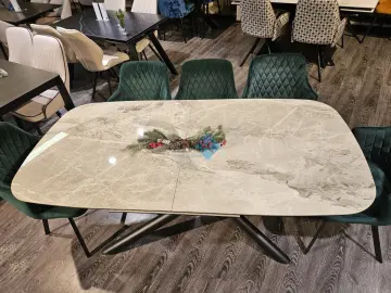 Стол KE180 серый мрамор С21 (керамогранит глянец)