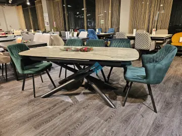 Стол KE180 серый мрамор С21 (керамогранит глянец)