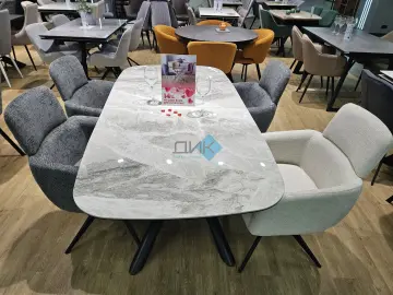 Стол KE180 серый мрамор С21 (керамогранит глянец)
