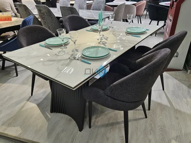 Стол KD180 мрамор белый C39 (керамогранит глянец) 3