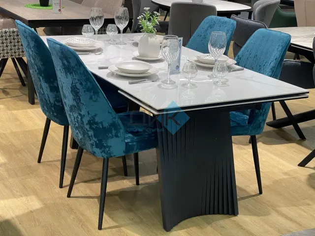 Стол KD180 мрамор белый C39 (керамогранит глянец) 4