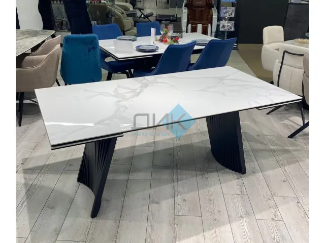 Стол KD180 мрамор белый C39 (керамогранит глянец) 5