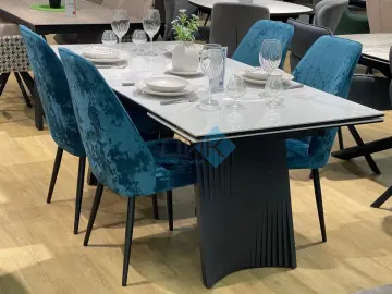 Стол KD180 мрамор белый C39 (керамогранит глянец)