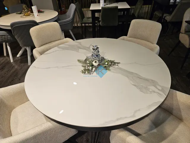 Стол KW120 белый мрамор C11 (керамогранит глянец) 3