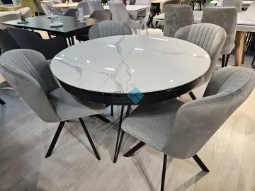 Стол KW120 белый мрамор C11 (керамогранит глянец)