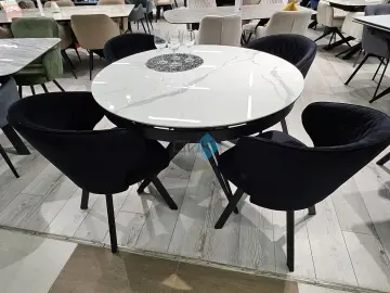 Стол KW120 белый мрамор C11 (керамогранит глянец)