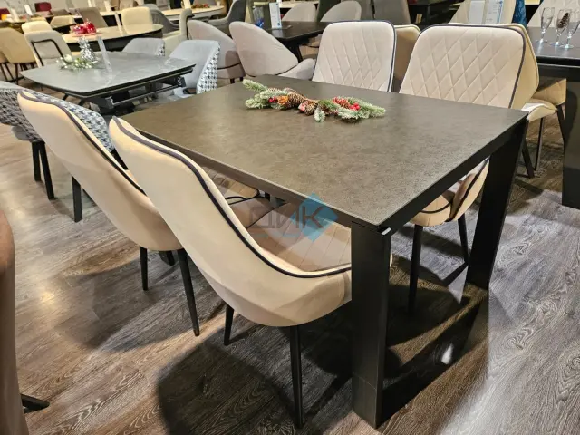 Стол DKT130 мрамор Бронза (керамогранит матовый) 2