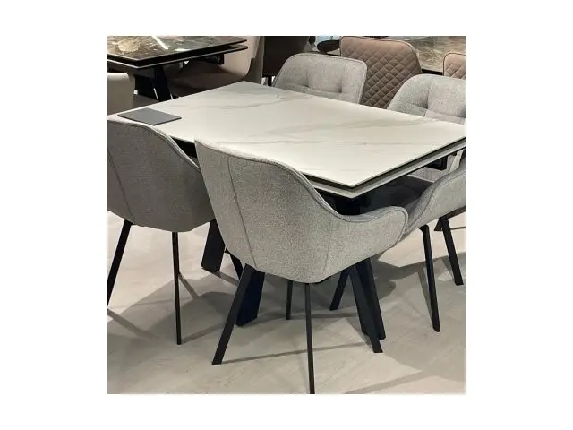 Кухонный стол SKM120 Керамика Белый мрамор/подстолье черное/опоры черные (2 уп.) 2